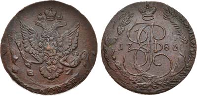 Лот №582, 5 копеек 1786 года. ЕМ. Двойной удар.