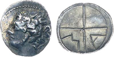 Лот №5,  Древняя Греция. Галлия. Массалия. Обол 385-220 гг. до н.э.