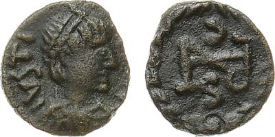 Лот №60,  Остготское королевство. Король Аталарих. AE 10 526-534 гг. Выпуск от имени Юстиниана I.