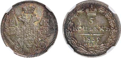 Лот №475, Коллекция. 5 копеек 1837 года. СПБ-НГ. В слабе NGC MS 64.