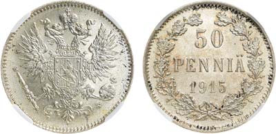 Лот №1089, 50 пенни 1915 года. S. В слабе ННР MS 66.