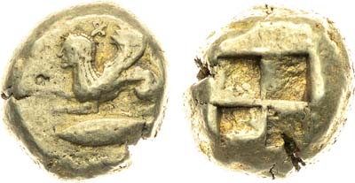 Лот №10,  Древняя Греция. Мизия. г. Кизик. Статер 550-500 гг. до н.э.