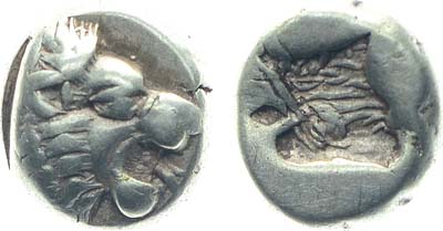 Лот №12,  Древняя Греция. Остров Лесбос. Гекта (1/6 статера) 521-478 гг. до н.э.