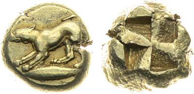 Лот №14,  Древняя Греция. Мизия. г. Кизик. Статер (кизикин) 550-500 гг до н.э.