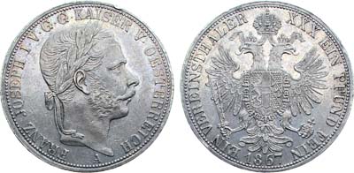Лот №169,  Австро-Венгерская империя. Император Франц Иосиф I. Союзный талер 1867 года.
