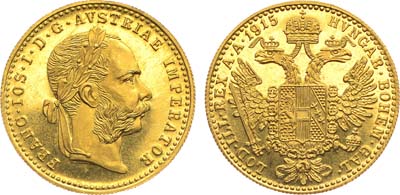 Лот №173,  Австро-Венгерская империя. Император Франц Иосиф I. Дукат 1915 года. Рестрайк.