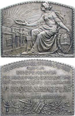 Лот №176,  Аргентина. Плакета 1913 года. 97 годовщина независимости.