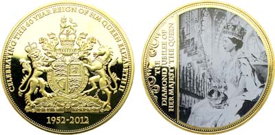 Лот №198,  Великобритания. Медаль 2012 года. Бриллиантовый юбилей правления Елизаветы II. Коронационный портрет.