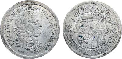 Лот №208,  Германия. Курфюршество Бранденбург-Пруссия. Курфюрст Бранденбурга и Герцог Пруссии Фридрих Вильгельм I. 18 грошей 1674 года.
