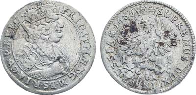 Лот №213,  Германия. Курфюршество Бранденбург-Пруссия. Курфюрст Бранденбурга и Герцог Пруссии Фридрих Вильгельм I. 18 грошей 1686 года.