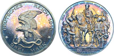 Лот №233,  Германия. Империя. Королевство Пруссия. Король Вильгельм II. 3 марки 1913 года.