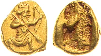 Лот №24,  Персия. Государство Ахеменидов. Цари Дарий II и Артаксеркс II. Дарик 420-375 гг до н.э.