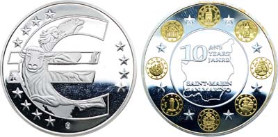 Лот №250,  Германия. Медаль 2009 года. Серия 10 лет Евросоюзу. Сан-Марино.