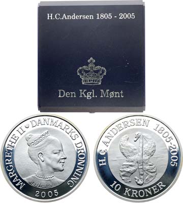 Лот №258,  Дания. Королевство. Королева Маргрете II. 10 крон 2005 года. Сказка Г.Х. Андерсена-Гадкий утёнок.