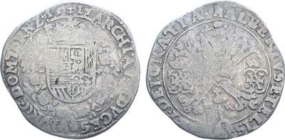 Лот №261,  Испанские Нидерланды. Король Альберт и Елизавета Испанские. 1/4 патагона 1616 года.