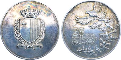 Лот №271,  Мальта. Республика. Медаль 1989 года. 25 лет независимости Мальты.