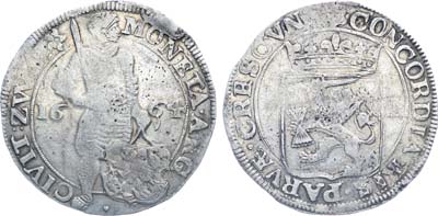 Лот №282,  Нидерланды (Республика Соединённых Провинций Нидерландов). Провинция Зволле. Серебряный дукат 1664 года.