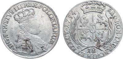 Лот №314,  Речь Посполитая. Король польский и великий князь литовский Август III. 18 грошей 1754 года.