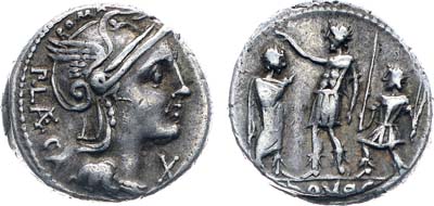 Лот №31,  Римская республика. Монетарий Публий Порций Лека. Денарий 110-109 года до н.э.