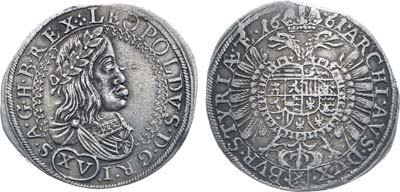 Лот №325,  Священная Римская империя. Австрия. Император Леопольд I. 15 крейцеров 1661 года.