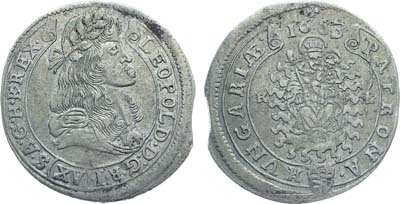 Лот №329,  Священная Римская империя. Королевство Венгрия. Император Леопольд I. 15 крейцеров 1683 года.