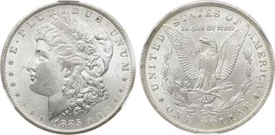 Лот №336,  США. 1 доллар 1885 года. В слабе CPRC MS 64.