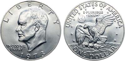 Лот №349,  США. 1 доллар 1973 года. Эйзенхауэр.