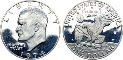 Лот №351,  США. 1 доллар 1974 года. Эйзенхауэр.