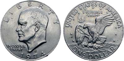 Лот №352,  США. 1 доллар 1974 года. Эйзенхауэр.