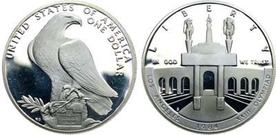 Лот №357,  США. 1 доллар 1984 года. XXIII Летние Олимпийские игры в Сан-Франциско.