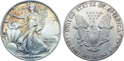 Лот №359,  США. 1 доллар 1986 года. Шагающая свобода.