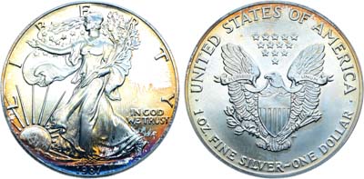 Лот №362,  США. 1 доллар 1987 года. Шагающая свобода.