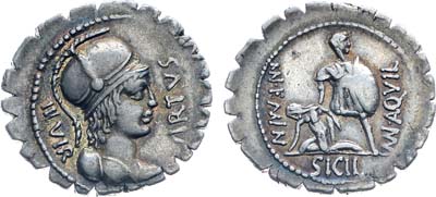 Лот №36,  Римская республика. Маний Аквилий. Денарий 71 года до н.э.