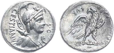 Лот №37,  Римская республика. Марк Плеторий Цестиан. Денарий 69 года до.н.э.