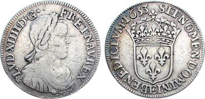 Лот №381,  Франция. Королевство. Король Людовик XIV. 1/2 экю 1653 года.
