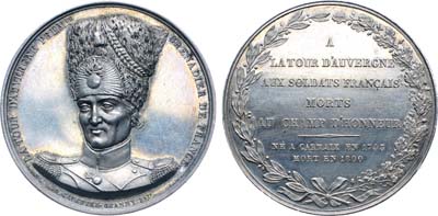 Лот №385,  Франция. Первая республика. Медаль 1800 года. На смерть Теофиля Мало Корре де Латур д’Овернь-первого гренадёра Франции.