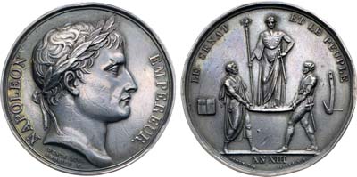 Лот №387,  Франция. Первая империя. Император Наполеон I Бонапарт. Медаль 1804 года. Коронация Наполеона.