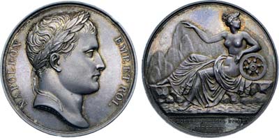 Лот №391,  Франция. Первая империя. Император Наполеон I Бонапарт. Медаль 1807 года. В память о завершении дороги из Ниццы в Рим.