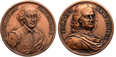 Лот №415,  Швейцария. Медаль с изображениями У. Шекспира и И. Ньютона.