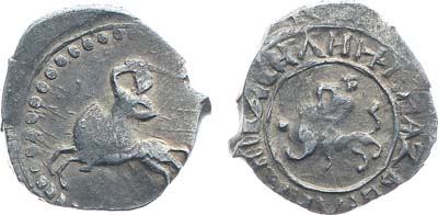 Лот №454,  Великое Княжество Московское. Князь Пётр Дмитриевич. Денга 1423-1425 гг.