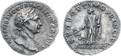 Лот №46,  Римская империя. Император Траян. Денарий 113 года.