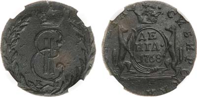Лот №620, Денга 1768 года. КМ. Сибирские. В слабе ННР MS 61 BN.