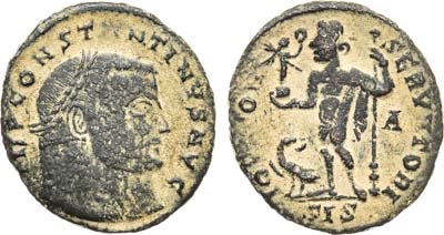 Лот №68,  Римская империя. Император Константин I Великий. Фоллис 313-316 гг.