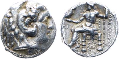 Лот №82,  Государство Селевкидов. Селевк I Никатор, сатрап. От имени и по образцу Александра III Македонского. Тетрадрахма 311–300 гг. до н. э..