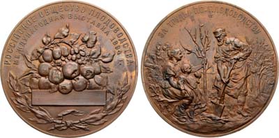Лот №969, Медаль 1894 года. Международной выставки 1894 г. Российского Общества плодоводства «За труды по плодоводству».