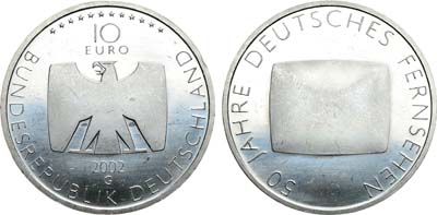 Лот №101,  Германия. Федеративная Республика. 10 евро 2002 года. 50 лет немецкому телевидению.