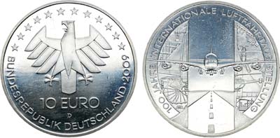 Лот №107,  Германия. Федеративная Республика. 10 евро 2009 года. 100-летие Международной аэрокосмической выставки.