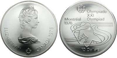 Лот №149,  Канада. 10 долларов 1975 года. XXI летние Олимпийские Игры, Монреаль 1976 - Каноэ.