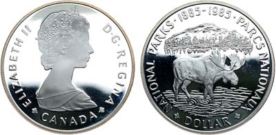 Лот №158,  Канада. 1 доллар 1985 года. 100-летие национальных парков.