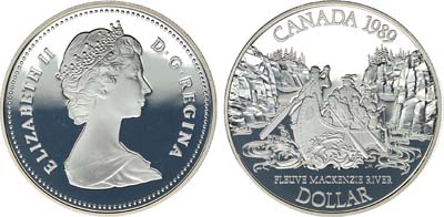 Лот №163,  Канада. 1 доллар 1989 года. 200 лет открытию реки Маккензи.